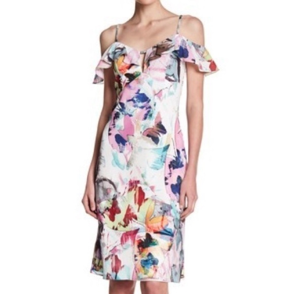 Black Halo Dresses & Skirts - Black Halo Lolah Butterfly Garden Ruffle Midi Dress Size 6